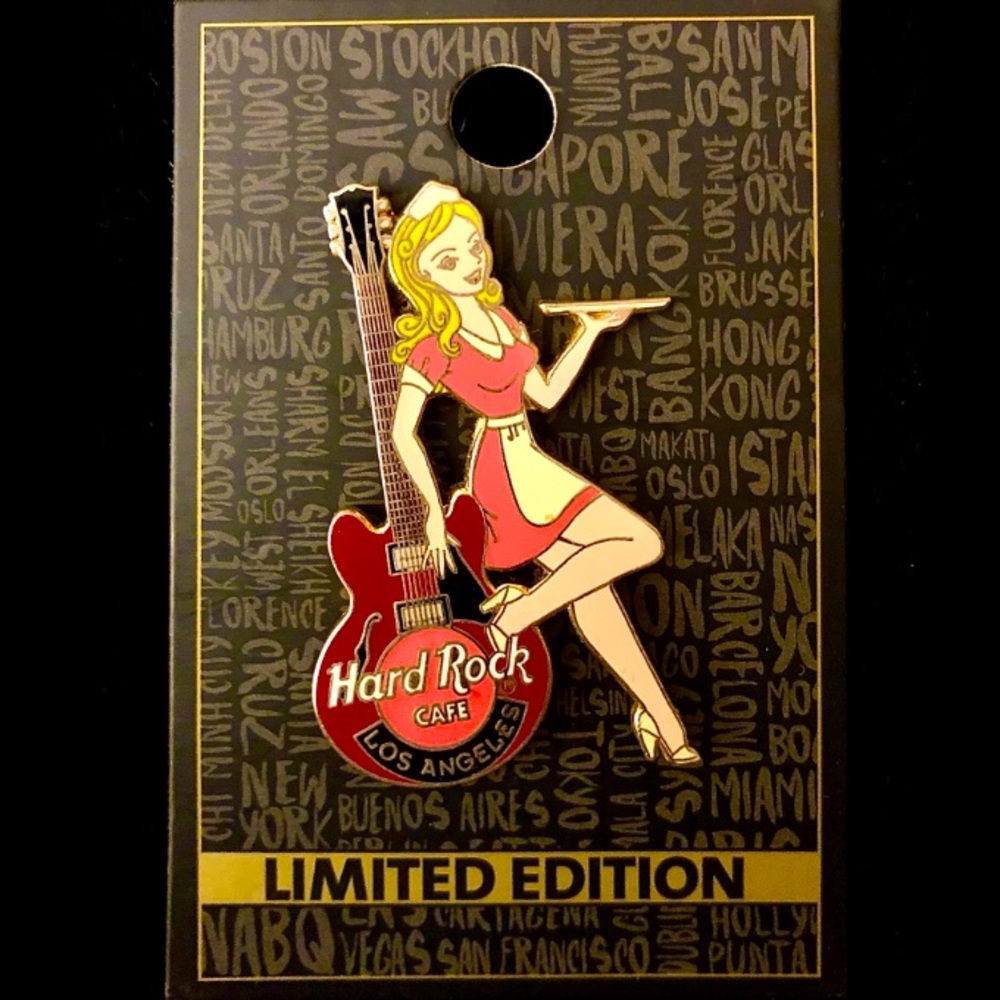 Hard Rock Cafe Pin Brooch Classic Blonde Waitress Server Los Angeles Lapel New